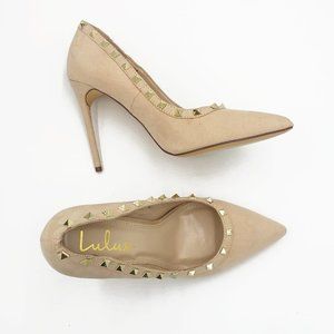 Lulu's | Vydia Nude Suede Studded Pumps Size 8